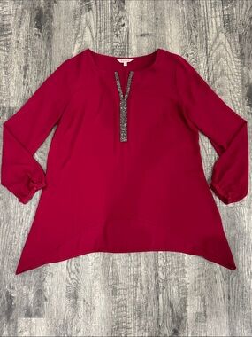 Juicy Couture Beaded V-Neck Tunic in Maroon